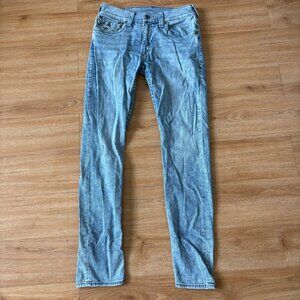 True Religion Rocco Relaxed Skinny Denim Jeans Light Blue Men’s Size 31